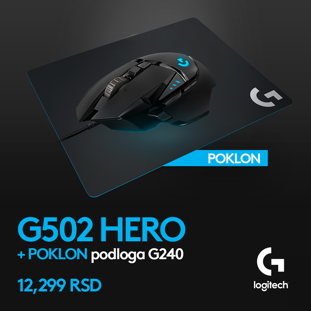 Miš Logitech G502 Hero + POKLON Podloga Logitech G240 