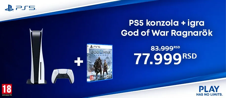 PS5 konzola + God of war ragnarok