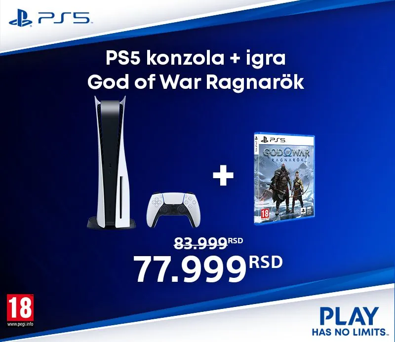 PS5 konzola + God of war ragnarok