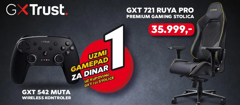Gaming Stolica TRUST GXT721 RUYA PRO + Gamepad za 1din.