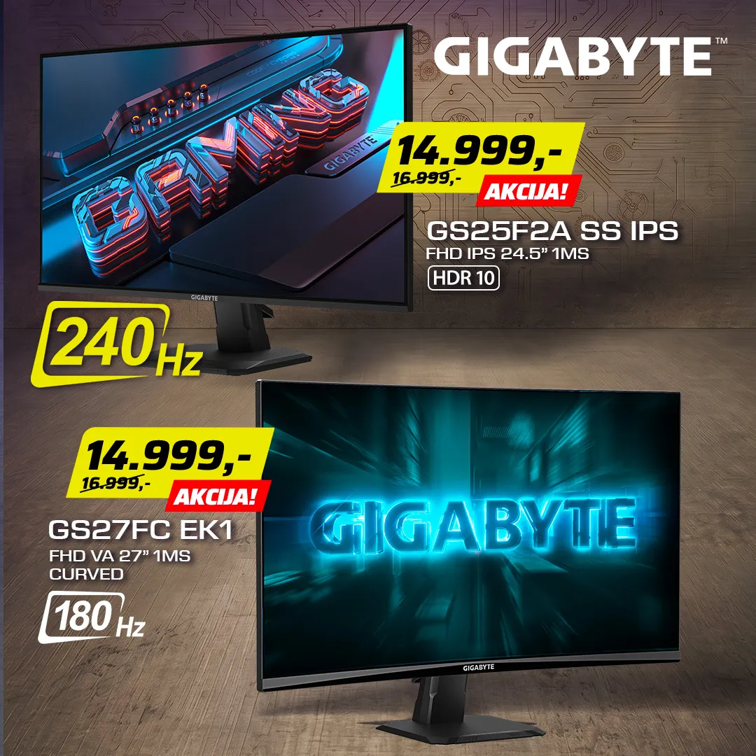 Gigabyte monitori akcija