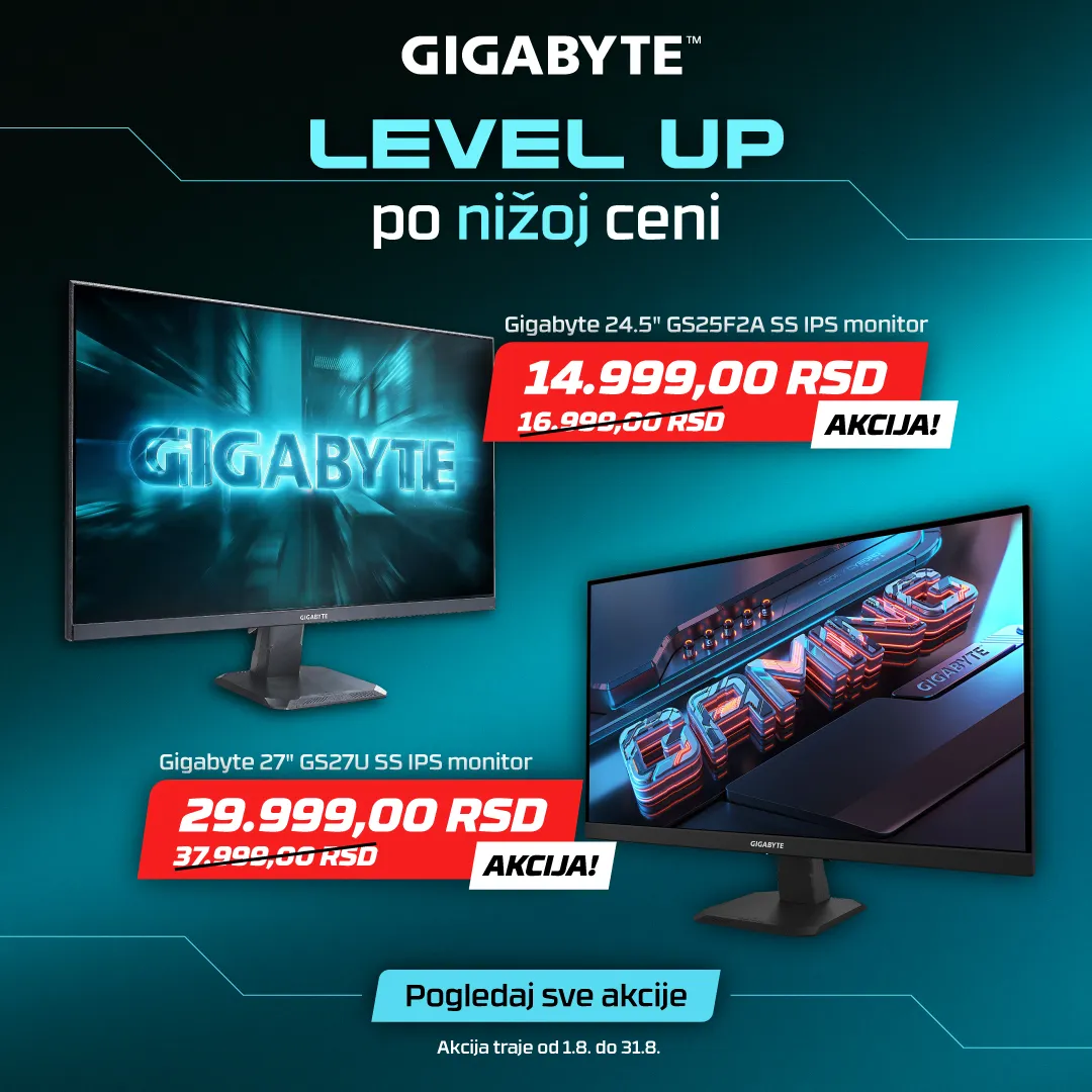 Gigabyte monitori akcija