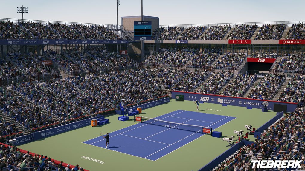 Tiebreak video igra - široki kadar teniskog terena