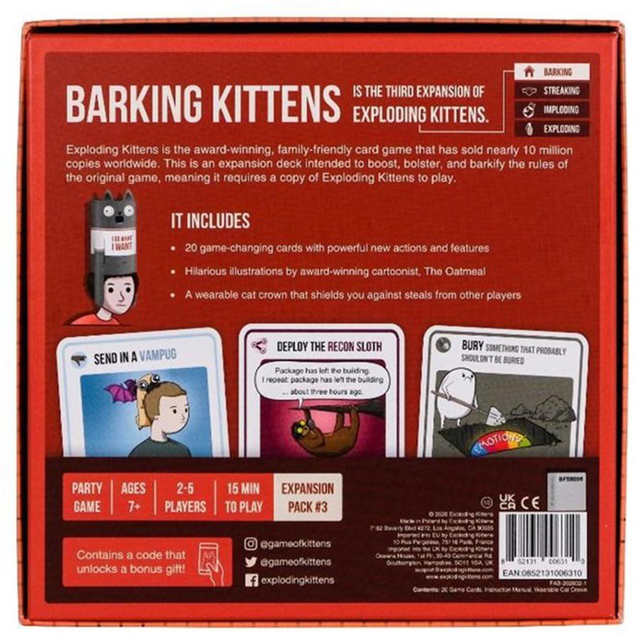 Društvena igra Exploding Kittens 3rd Expansion - Barking Kittens 