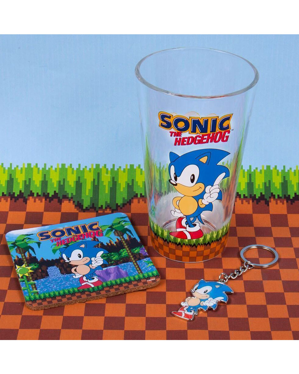 Gift Set - Sonic The Hedgehog - Čaša, Podmetač & Privezak 