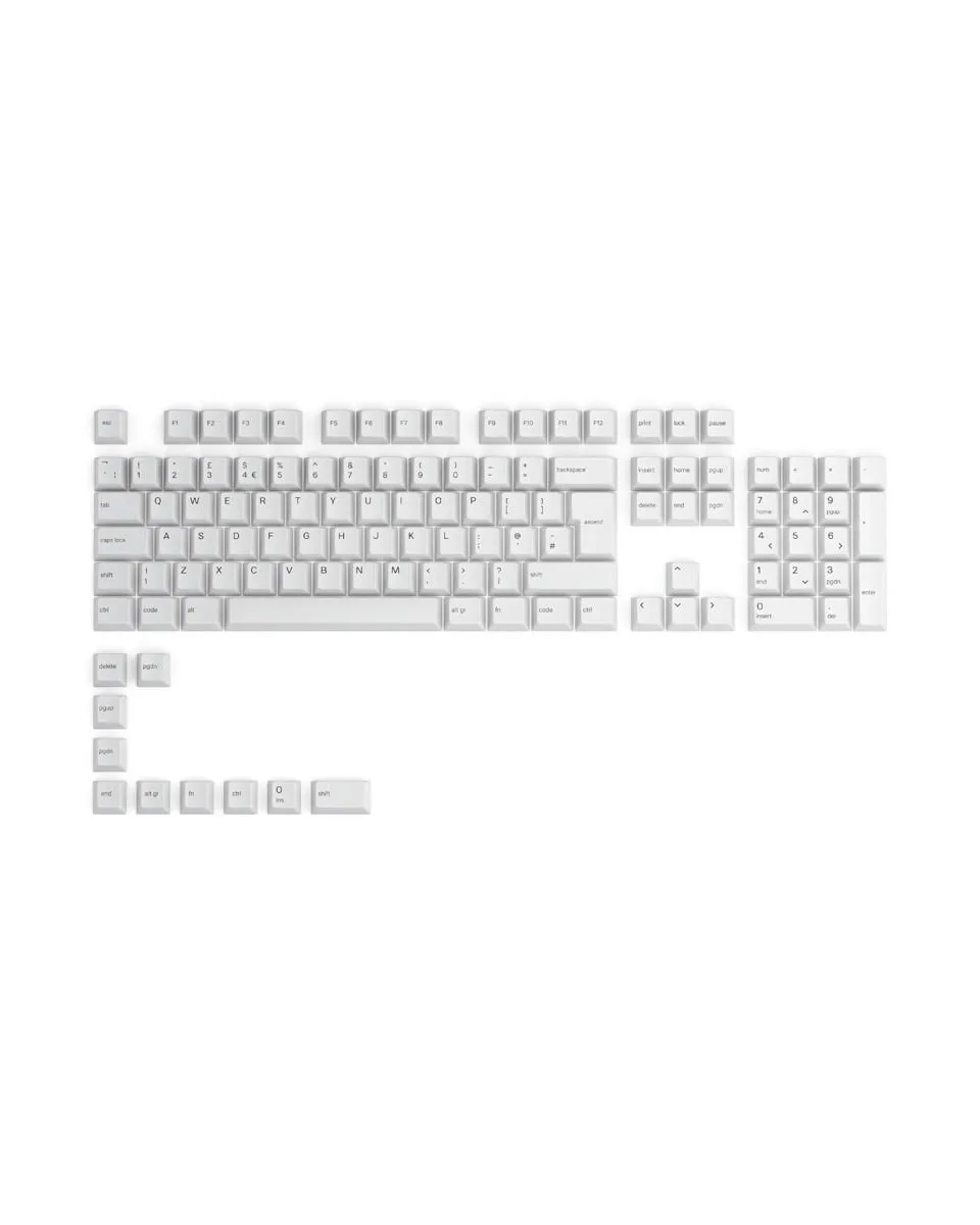 Keycaps Glorious GPBT - Arctic White - ISO - UK Layout 