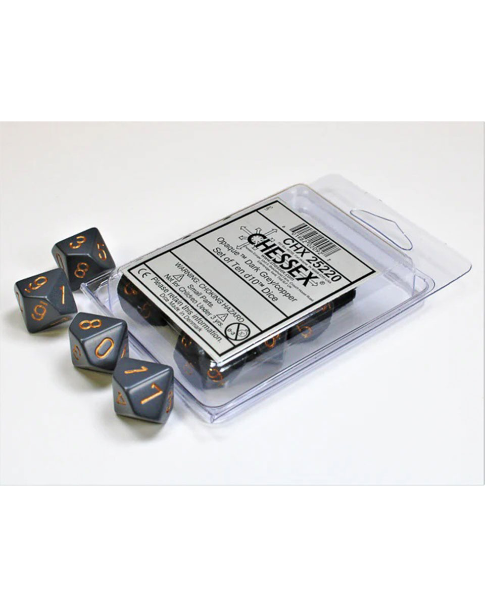 Kockice Chessex - Opaque - Dark Grey & Copper - (36) 