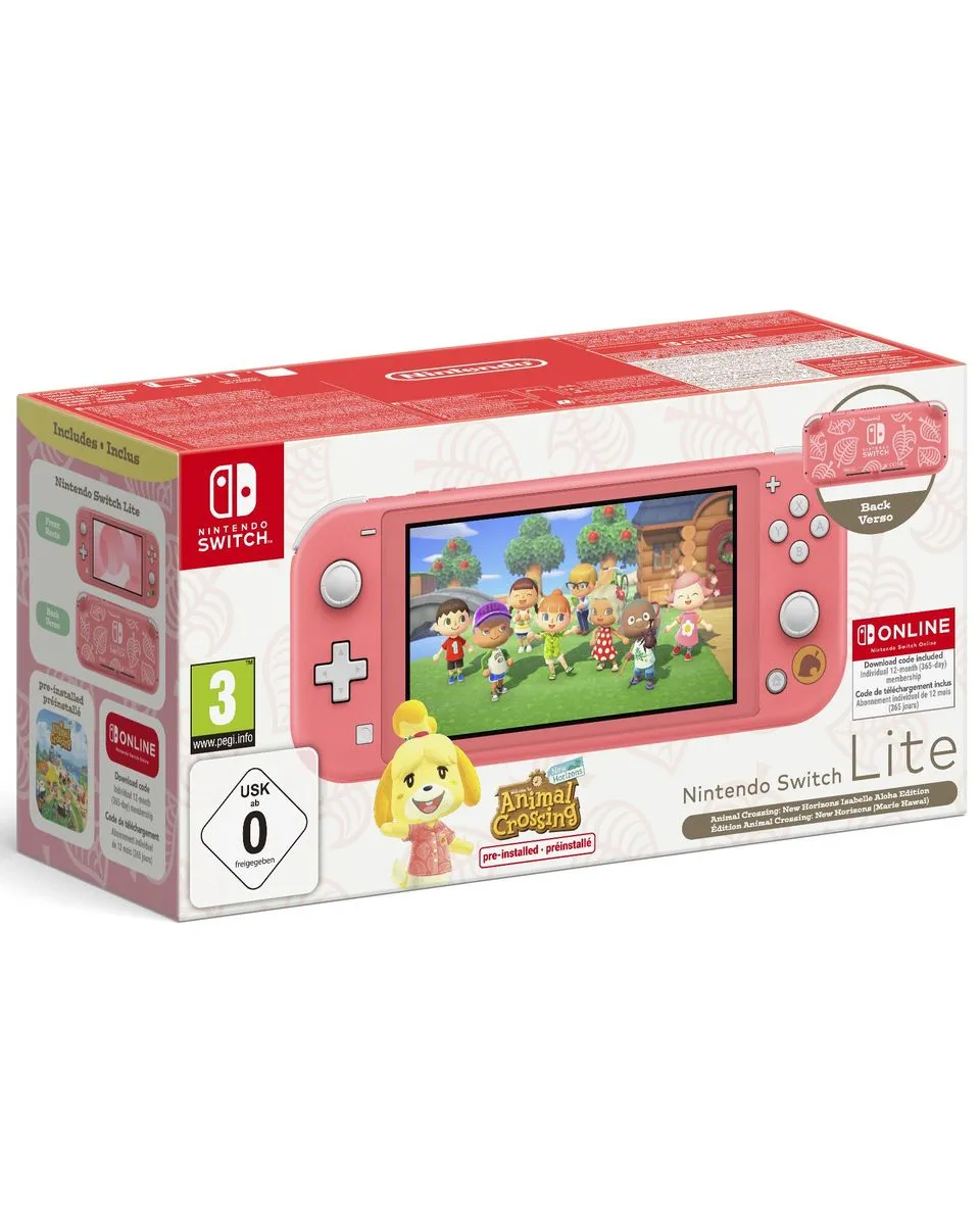 Konzola Nintendo Switch Lite - Coral - Isabelle's Aloha Edition + 12 Months Nintendo Online + Poklon Torbica