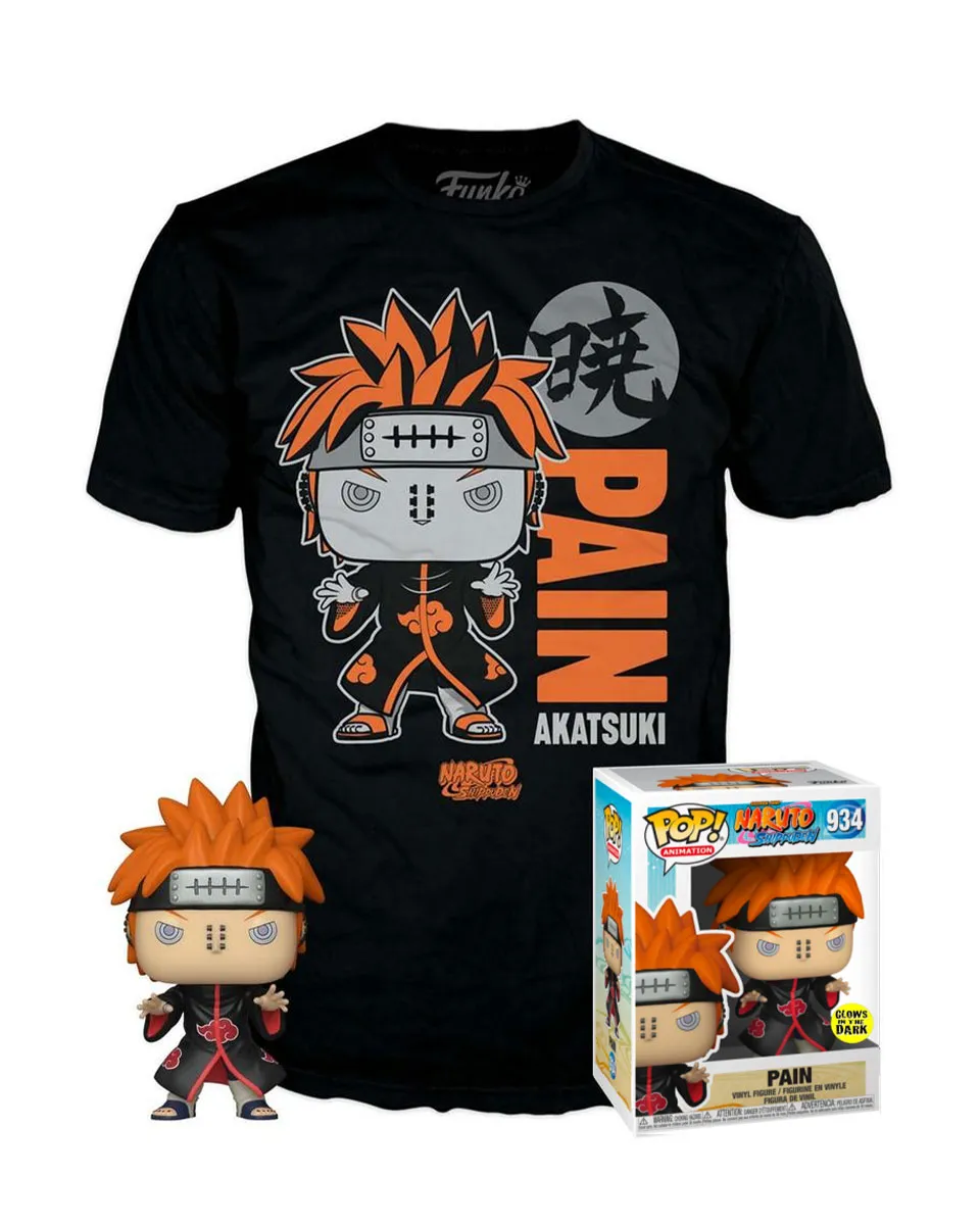 Set Bobble Figure Anime - Naruto Shippuden POP! & Tee - Pain - M 