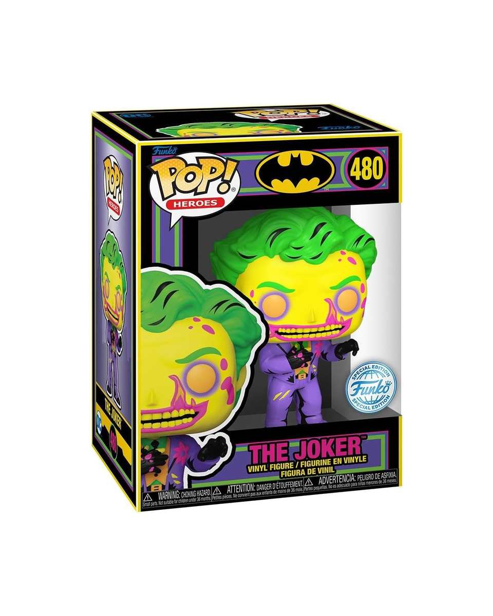 Set Bobble Figure DC - Funko POP & Tee - The Joker (Blacklight) Special Edition - L 