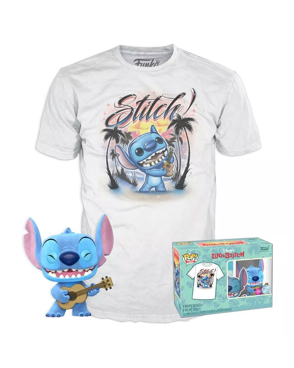 Set Bobble Figure Disney - Lilo & Stitch POP! & Tee - Ukelele Stitch (Flocked) - L 