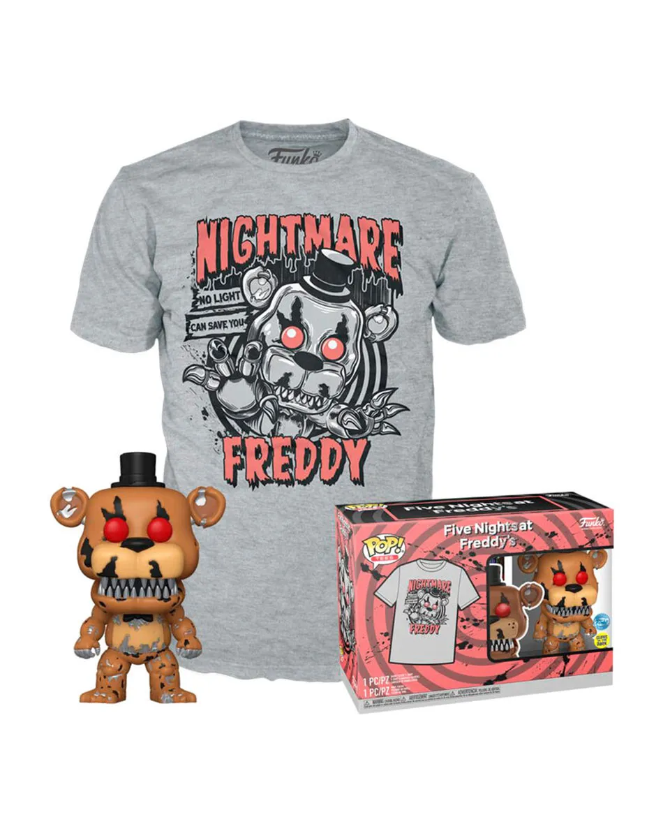 Set Bobble Figure Five Nights at Freddy's POP! & Tee - Nightmare Freddy - S 