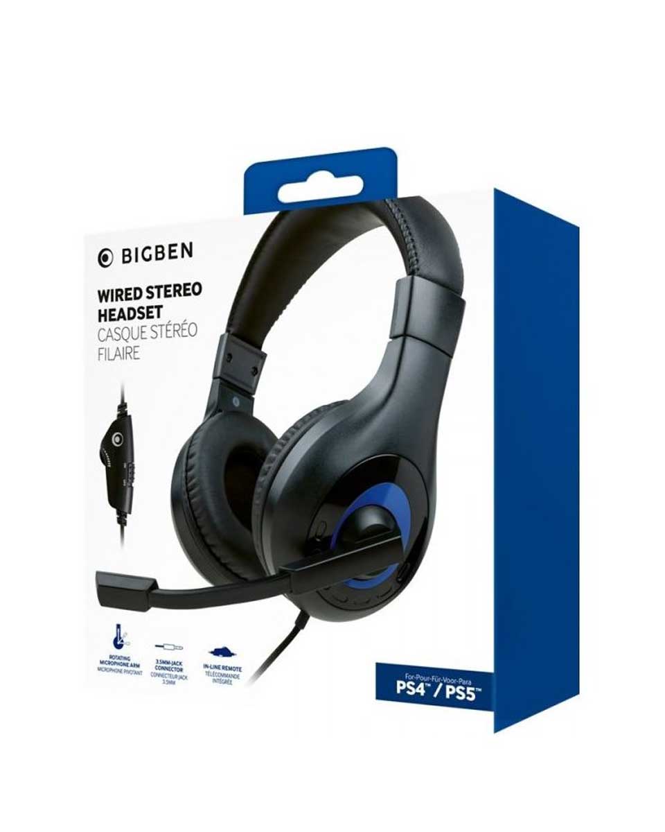 Slušalice BigBen Wired Stereo Headset - Black & Blue Playstation 4 Playstation 5 