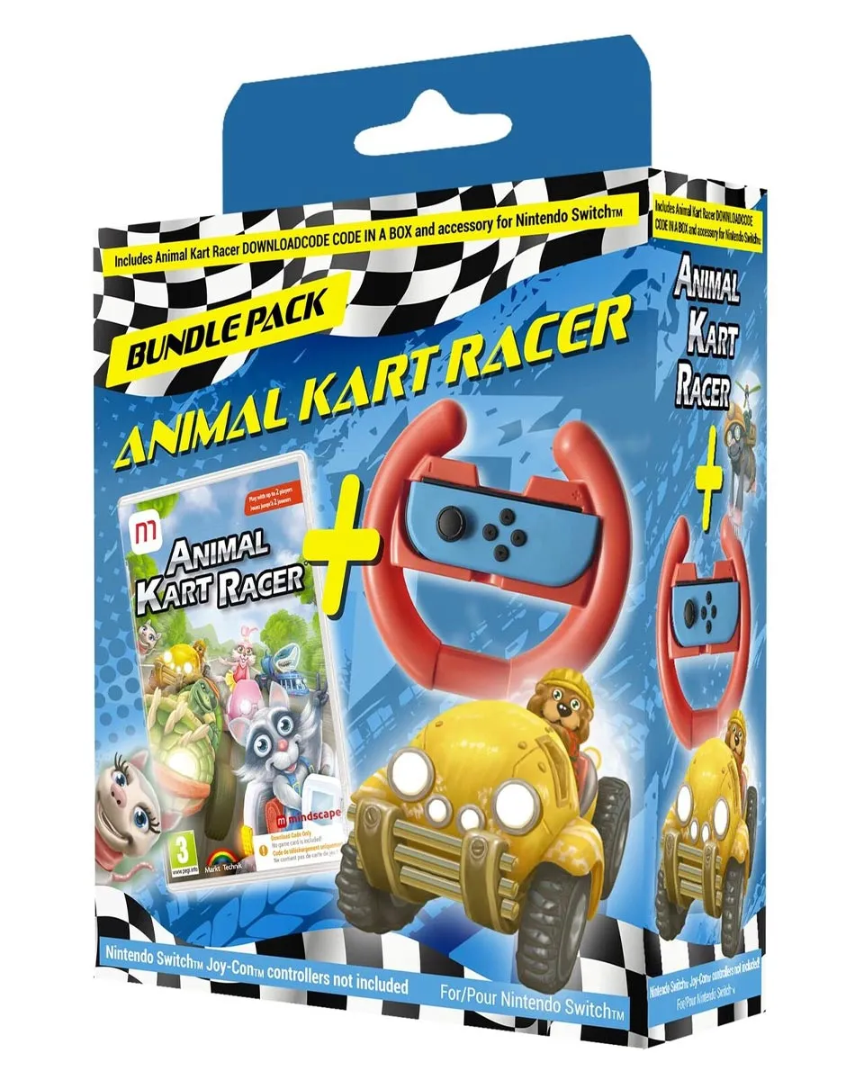 Switch Animal Kart Racer - Code in a Box - Steering Wheel Bundle
