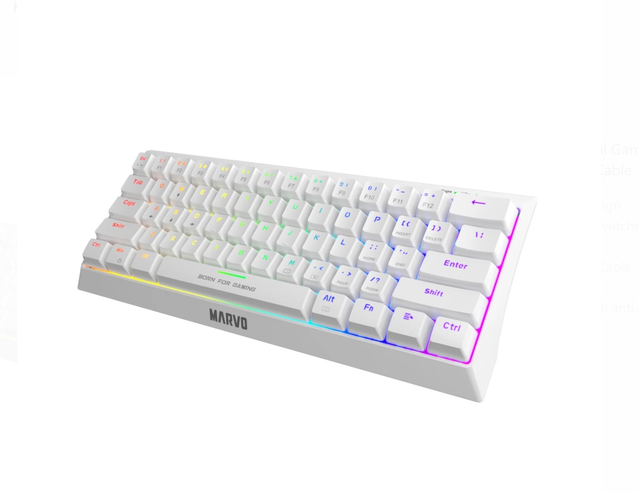 Tastatura Marvo KG962 60% - White 