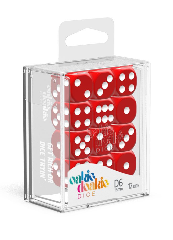 Kockice Oakie Doakie Dice D6 16 mm Solid - Red (12) 