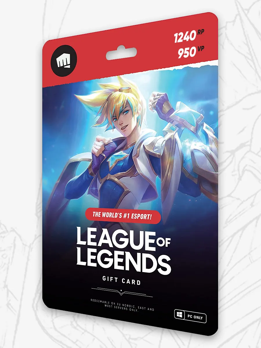 Riot Points Pin Code 1240 RP / 950 VP League of Legends / Valorant 