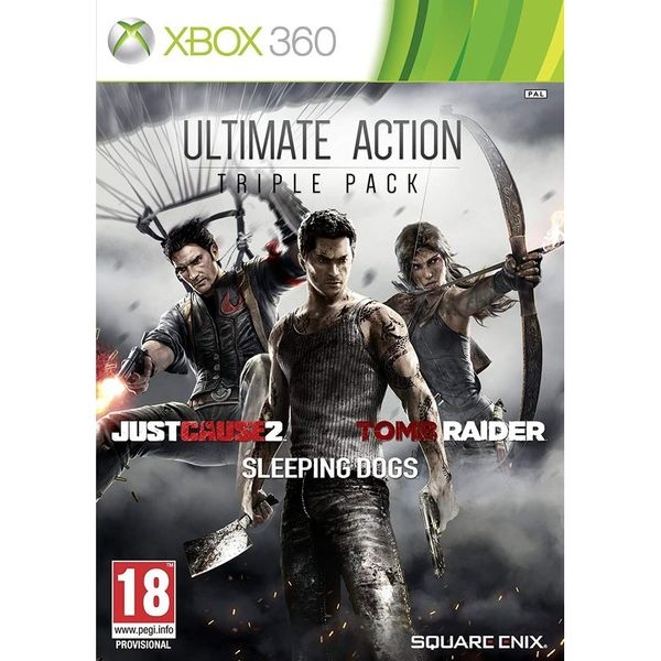 XB360 Ultimate Action Triple Pack  (Just Cause 2, Sleeping Dogs, Tomb Raider) 