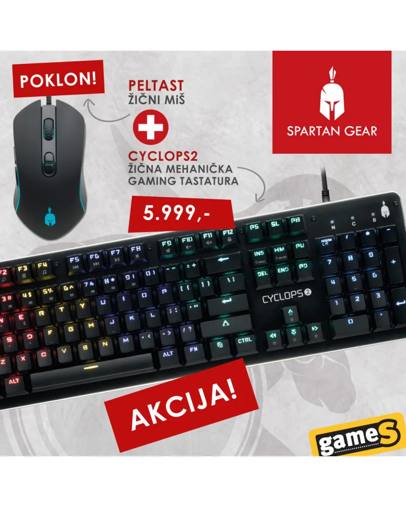 Tastatura Spartan Gear Cyclops 2 + POKLON Miš Spartan Gear Peltast 