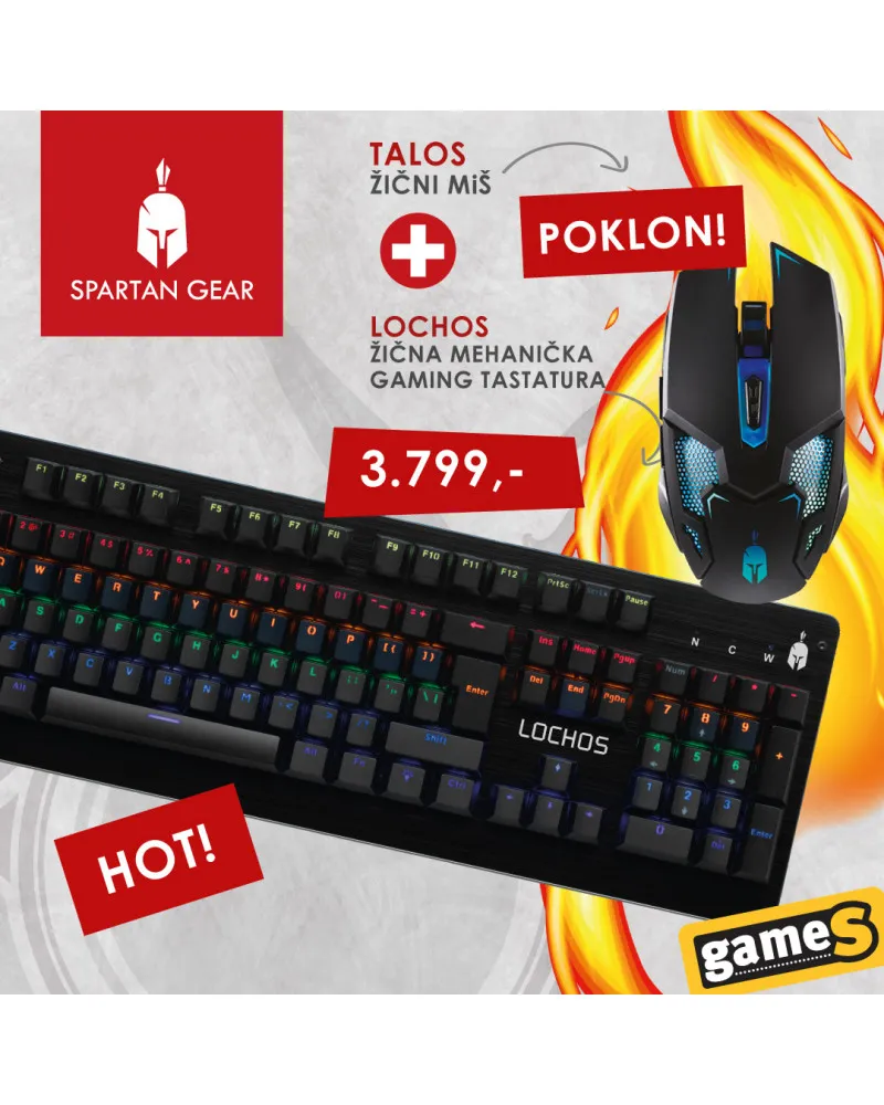 Tastatura Spartan Gear Lochos + POKLON Miš Spartan Gear Talos 