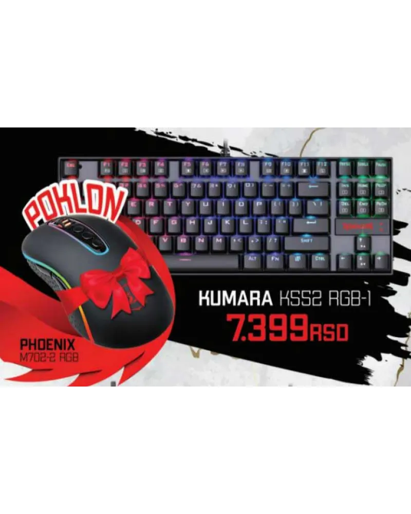 Tastatura Redragon Kumara K552 RGB + Miš Redragon M702-2 RGB 