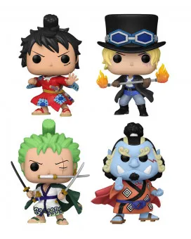 Bobble Figure Anime - One Piece POP! 4-Pack - Luffytaro / Sabo / Roronoa Zoro / Jimbei - Gamestop Exclusive 