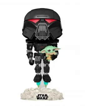 Bobble Figure Star Wars - The Mandalorian POP! - Dark Trooper with Grogu - Glows in the Dark - Special Edition 