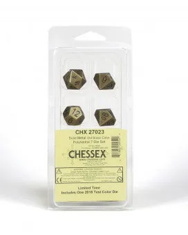 Kockice Chessex - Polyhedral - Solid Metal Old Brass (7) 