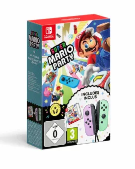 Gamepad Joy-Con Pair - Pastel Purple & Pastel Green + Switch Super Mario Party - Code in a Box 