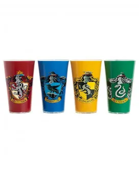 Čaša Paladone Harry Potter - Set of 4 - Hogwarts House Crest Glasses 