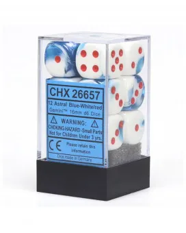 Kockice Chessex - Gemini - Polyhedral - Astral Blue & White - Dice Block 16mm (12) 