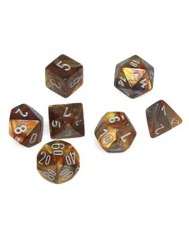 Kockice Chessex - Lustrous - Mini Polyhedral - Gold & Silver (7) 