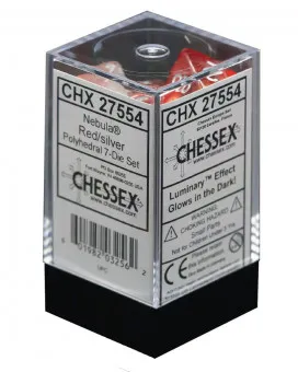 Kockice Chessex - Nebula - Luminary - Red & Silver (7) 