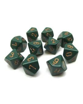 Kockice Chessex - Opaque - Dusty Green & Copper - (10) 