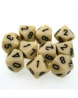 Kockice Chessex - Opaque - Ivory & Black - (10) 