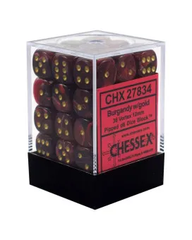 Kockice Chessex - Vortex - Burgundy & Gold - Dice Block 12mm (36) 