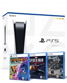 Konzola PlayStation 5 - 825GB + PS5 Demon’s Souls + Ratchet and Clank – Rift Apart + PS5 Marvel’s Spider-Man - Miles Morales 