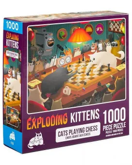 Explodings Kittens Puzzle Cats Playing Chess - Board Game 