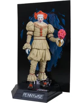 Action Figure IT: Welcome To Derry- Movie Maniacs PVC - Pennywise (Flashback) - Gold Label 