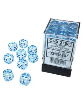 Kockice Chessex - Borealis - Luminary - Icicle & light blue - Dice Block12mm (36) 