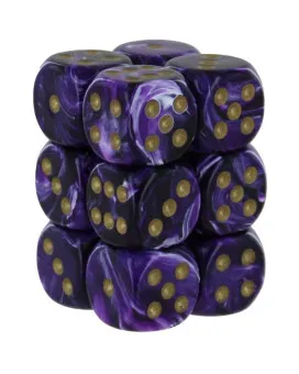 Kockice Chessex - Borealis - Luminary - Royal Purple & Gold - Dice Block12mm (36) 