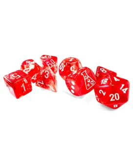 Kockice Chessex - Borealis - Polyhedral - Luminary - Passion & White (7) 
