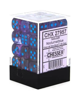 Kockice Chessex - Nebula - Luminary - Nocturnal & Blue 12mm (36) 