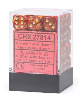 Kockice Chessex - Scarab - Scarlet & Gold 12mm (36) 