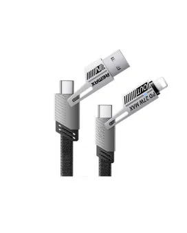Kabl Remax RC-C189 USB A+C To USB C+Lightning 2u2 65W 1m Data Cable Black 