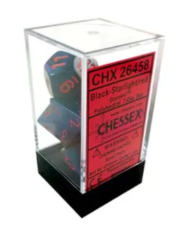 Kockice Chessex - Gemini - Polyhedral - Black-Starlight & Red (7) 