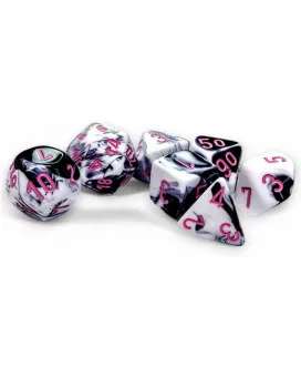 Kockice Chessex - Gemini - Polyhedral - Black-White & Pink (7) 
