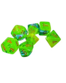 Kockice Chessex - Gemini - Polyhedral - Green-Teal & Orange (7) 
