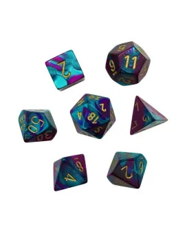 Kockice Chessex - Gemini - Polyhedral - Purple-Teal & Gold (7) 