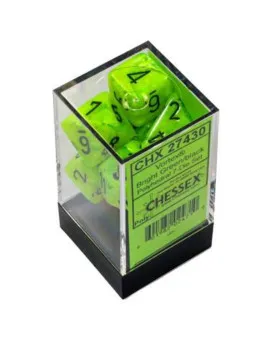 Kockice Chessex - Vortex - Bright Green & Black - Count up & Down D20 